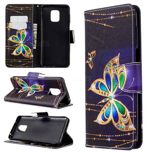 Golden Shining Butterfly Leather Wallet Case for Xiaomi Redmi Note 9s / Note9 Pro / Note 9 Pro Max
