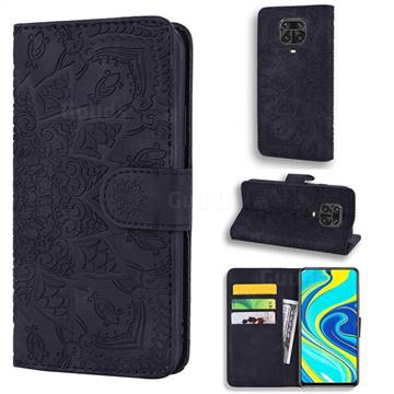 Retro Embossing Mandala Flower Leather Wallet Case for Xiaomi Redmi Note 9s / Note9 Pro / Note 9 Pro Max - Black