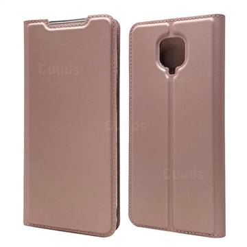 Ultra Slim Card Magnetic Automatic Suction Leather Wallet Case for Xiaomi Redmi Note 9s / Note9 Pro / Note 9 Pro Max - Rose Gold