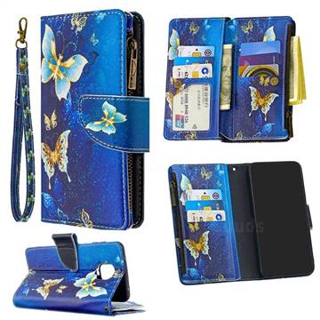 Golden Butterflies Binfen Color BF03 Retro Zipper Leather Wallet Phone Case for Xiaomi Redmi Note 9s / Note9 Pro / Note 9 Pro Max