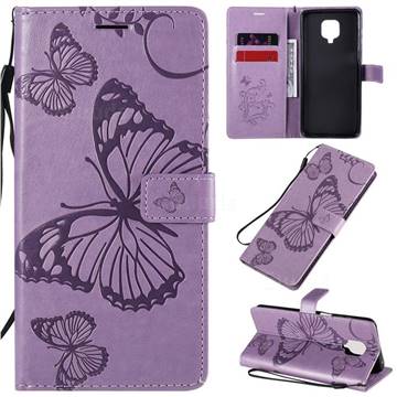 Embossing 3D Butterfly Leather Wallet Case for Xiaomi Redmi Note 9s / Note9 Pro / Note 9 Pro Max - Purple