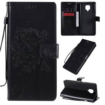 Embossing Butterfly Tree Leather Wallet Case for Xiaomi Redmi Note 9s / Note9 Pro / Note 9 Pro Max - Black