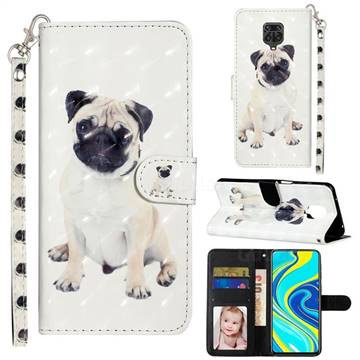 Pug Dog 3D Leather Phone Holster Wallet Case for Xiaomi Redmi Note 9s / Note9 Pro / Note 9 Pro Max