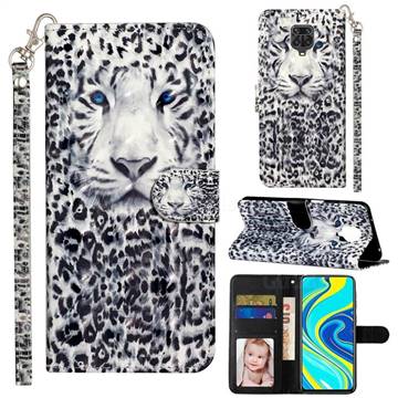 White Leopard 3D Leather Phone Holster Wallet Case for Xiaomi Redmi Note 9s / Note9 Pro / Note 9 Pro Max