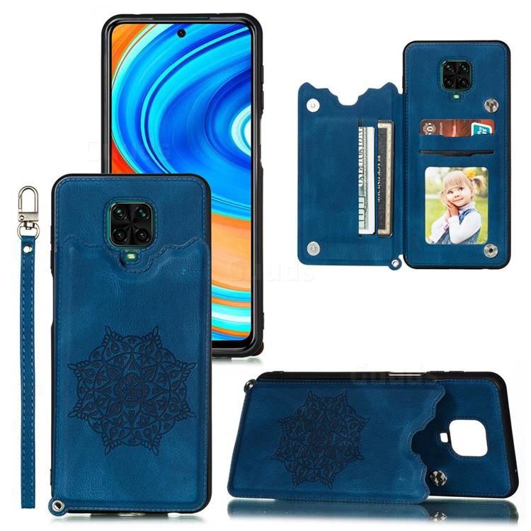 Luxury Mandala Multi-function Magnetic Card Slots Stand Leather Back Cover for Xiaomi Redmi Note 9s / Note9 Pro / Note 9 Pro Max - Blue
