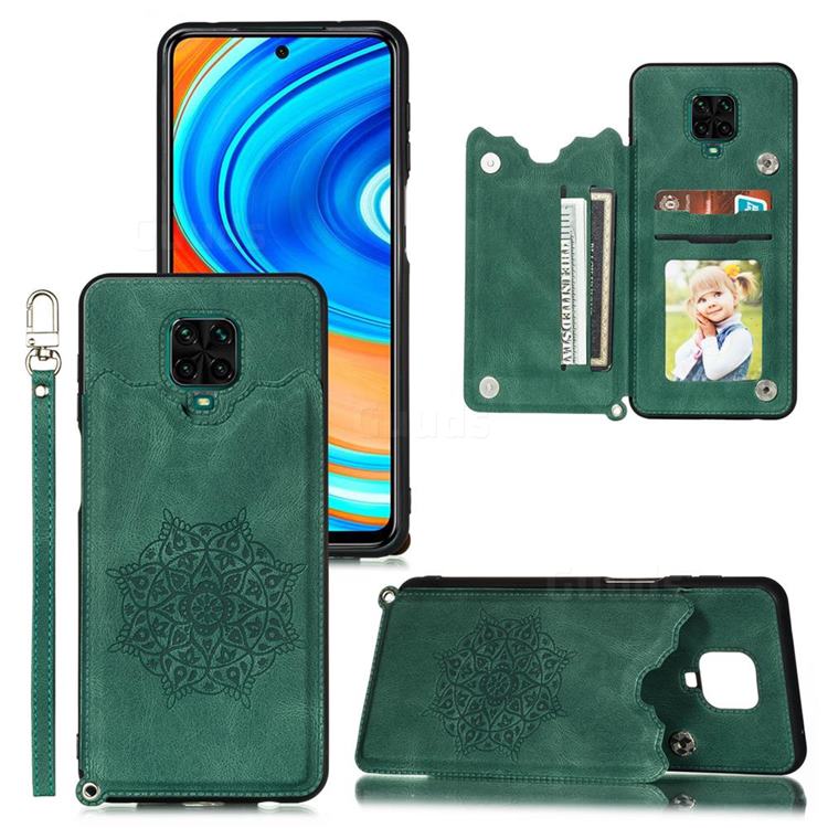 Luxury Mandala Multi-function Magnetic Card Slots Stand Leather Back Cover for Xiaomi Redmi Note 9s / Note9 Pro / Note 9 Pro Max - Green