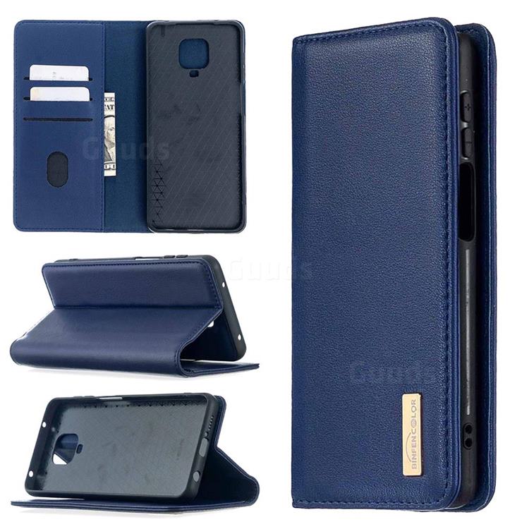 Binfen Color BF06 Luxury Classic Genuine Leather Detachable Magnet Holster Cover for Xiaomi Redmi Note 9s / Note9 Pro / Note 9 Pro Max - Blue
