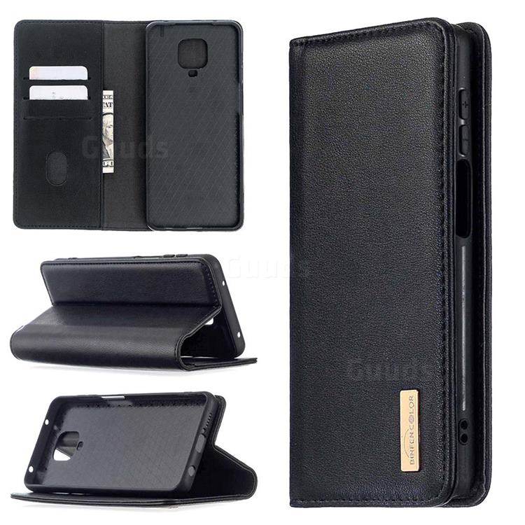 Binfen Color BF06 Luxury Classic Genuine Leather Detachable Magnet Holster Cover for Xiaomi Redmi Note 9s / Note9 Pro / Note 9 Pro Max - Black