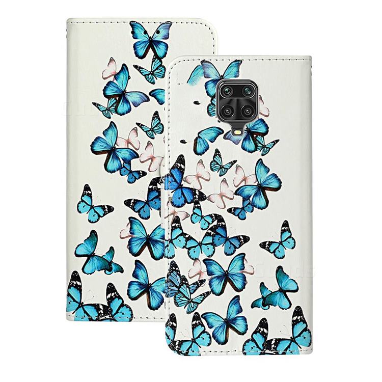 Blue Vivid Butterflies PU Leather Wallet Case for Xiaomi Redmi Note 9s / Note9 Pro / Note 9 Pro Max