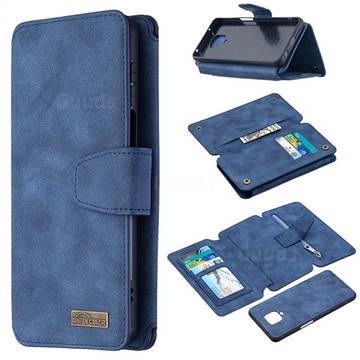 Binfen Color BF07 Frosted Zipper Bag Multifunction Leather Phone Wallet for Xiaomi Redmi Note 9s / Note9 Pro / Note 9 Pro Max - Blue
