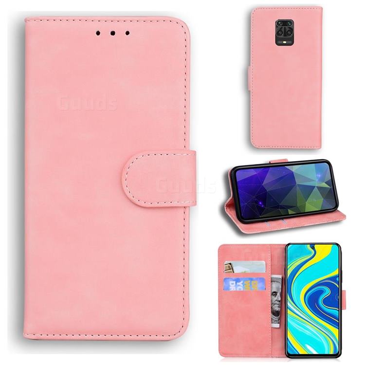 Retro Classic Skin Feel Leather Wallet Phone Case for Xiaomi Redmi Note 9s / Note9 Pro / Note 9 Pro Max - Pink