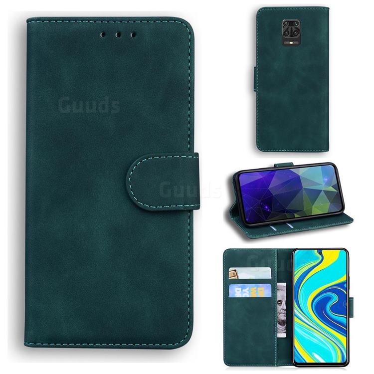 Retro Classic Skin Feel Leather Wallet Phone Case for Xiaomi Redmi Note 9s / Note9 Pro / Note 9 Pro Max - Green