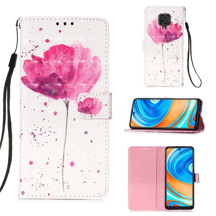 Watercolor 3D Painted Leather Wallet Case for Xiaomi Redmi Note 9s / Note9 Pro / Note 9 Pro Max