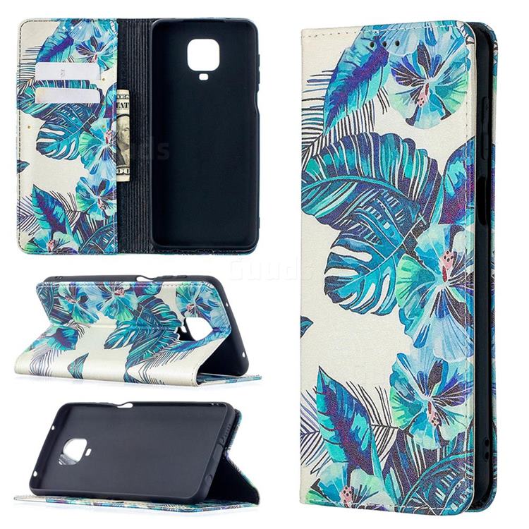 Blue Leaf Slim Magnetic Attraction Wallet Flip Cover for Xiaomi Redmi Note 9s / Note9 Pro / Note 9 Pro Max
