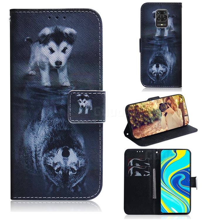 Wolf and Dog PU Leather Wallet Case for Xiaomi Redmi Note 9s / Note9 Pro / Note 9 Pro Max