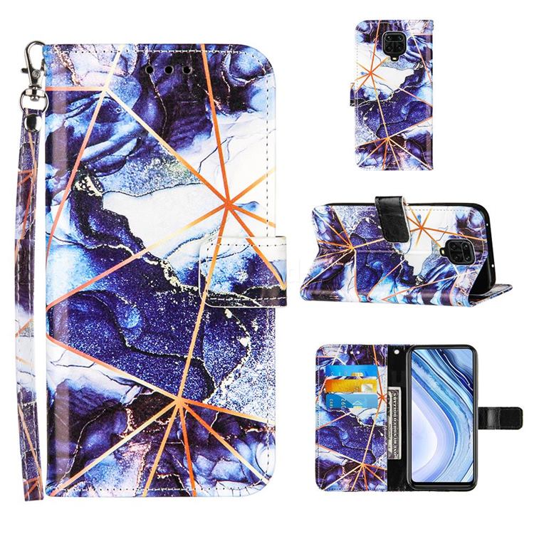 Starry Blue Stitching Color Marble Leather Wallet Case for Xiaomi Redmi Note 9s / Note9 Pro / Note 9 Pro Max