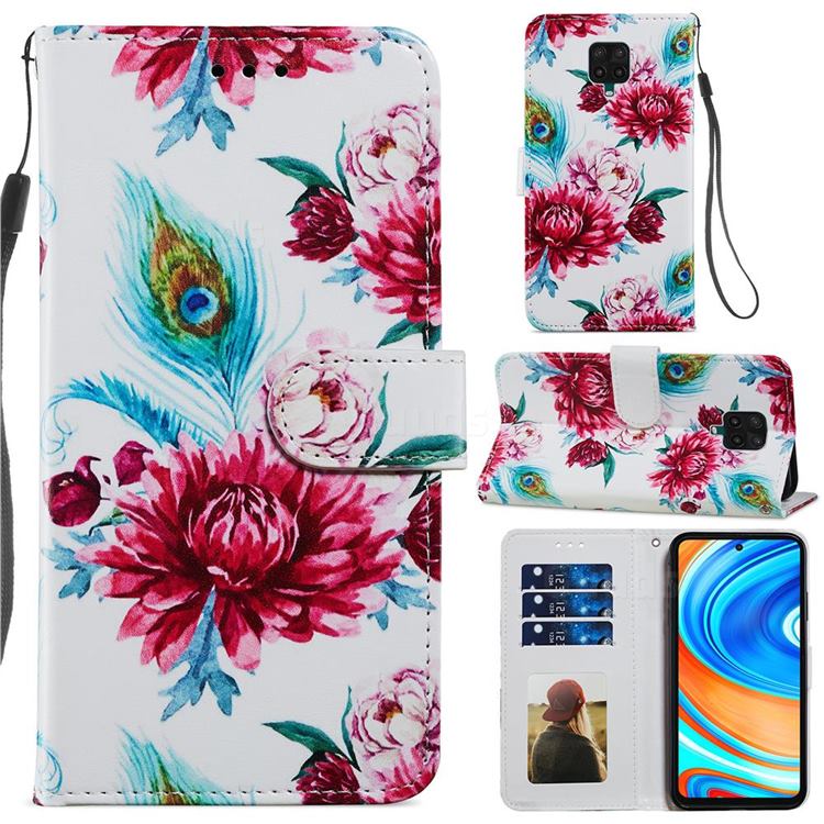 Peacock Flower Smooth Leather Phone Wallet Case for Xiaomi Redmi Note 9s / Note9 Pro / Note 9 Pro Max