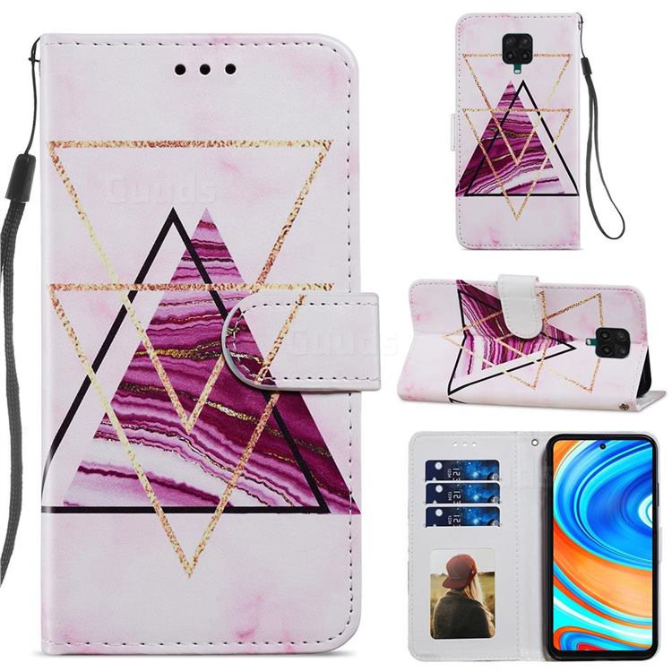 Three-color Marble Smooth Leather Phone Wallet Case for Xiaomi Redmi Note 9s / Note9 Pro / Note 9 Pro Max