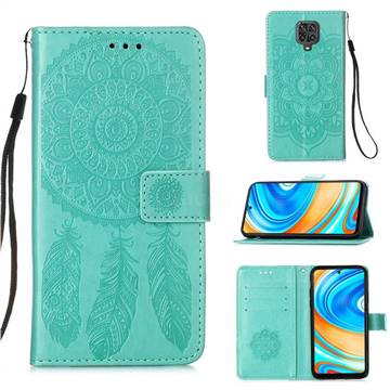 Embossing Dream Catcher Mandala Flower Leather Wallet Case for Xiaomi Redmi Note 9s / Note9 Pro / Note 9 Pro Max - Green
