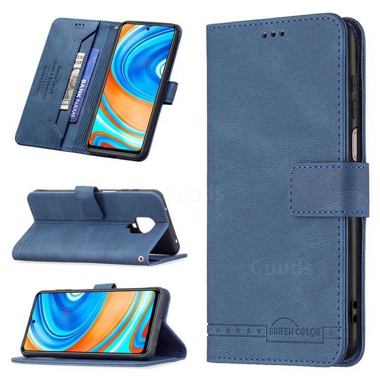 Binfen Color RFID Blocking Leather Wallet Case for Xiaomi Redmi Note 9s / Note9 Pro / Note 9 Pro Max - Blue