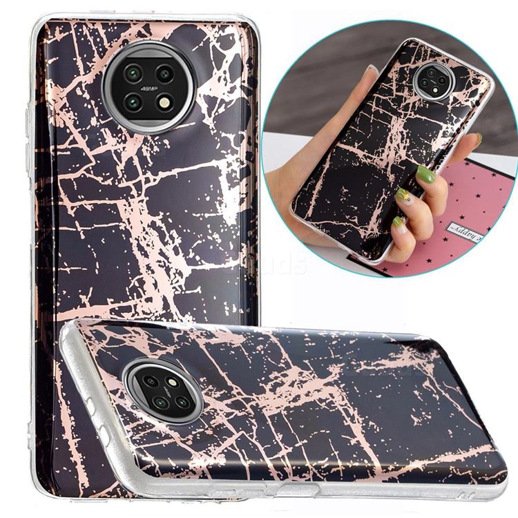 Black Galvanized Rose Gold Marble Phone Back Cover for Xiaomi Redmi Note 9T