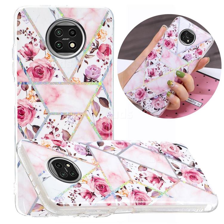 Rose Flower Painted Galvanized Electroplating Soft Phone Case Cover for Xiaomi Redmi Note 9T