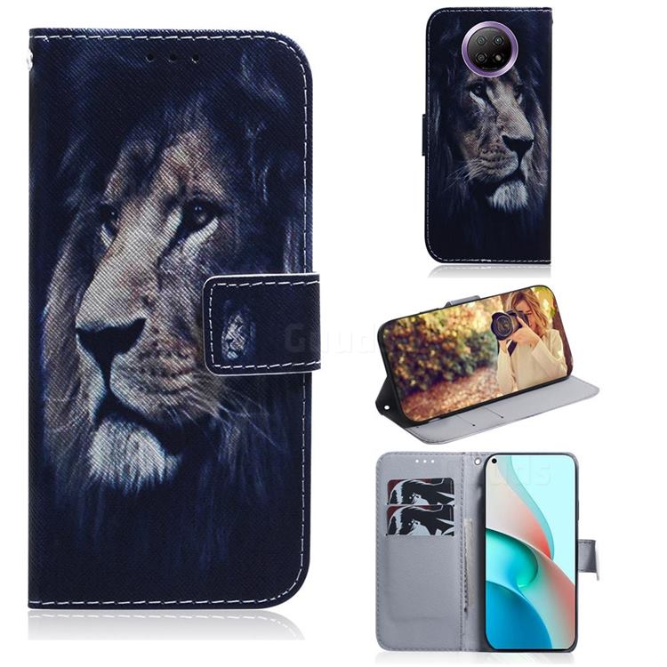 Lion Face PU Leather Wallet Case for Xiaomi Redmi Note 9T