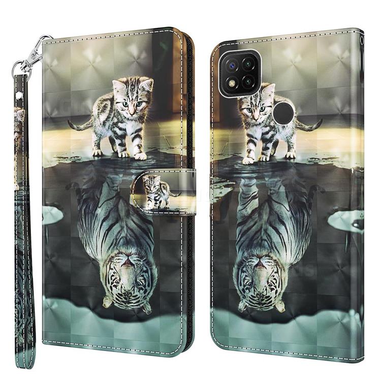 Tiger and Cat 3D Painted Leather Wallet Case for Mi Xiaomi Poco C3