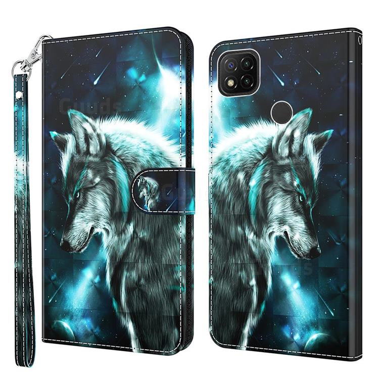 Snow Wolf 3D Painted Leather Wallet Case for Mi Xiaomi Poco C3