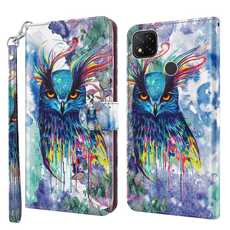 Watercolor Owl 3D Painted Leather Wallet Case for Mi Xiaomi Poco C3