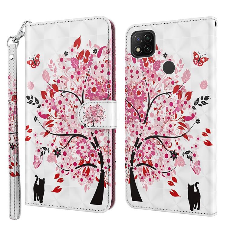 Tree and Cat 3D Painted Leather Wallet Case for Mi Xiaomi Poco C3