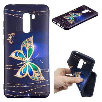 Golden Shining Butterfly 3D Embossed Relief Black Soft Back Cover for Mi Xiaomi Pocophone F1
