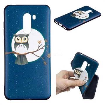 Moon and Owl 3D Embossed Relief Black Soft Back Cover for Mi Xiaomi Pocophone F1