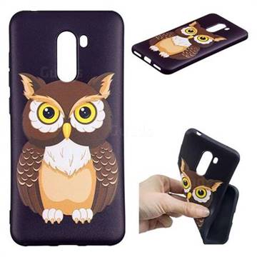 Big Owl 3D Embossed Relief Black Soft Back Cover for Mi Xiaomi Pocophone F1