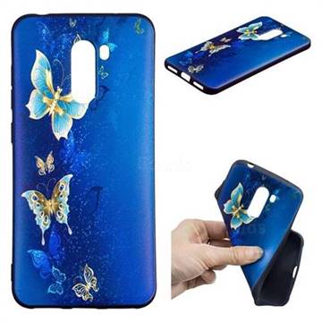 Golden Butterflies 3D Embossed Relief Black Soft Back Cover for Mi Xiaomi Pocophone F1