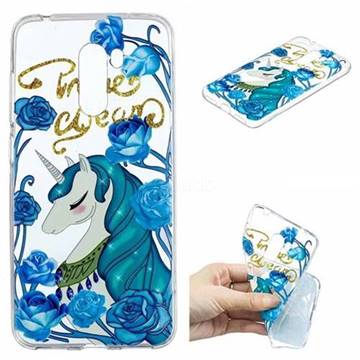 Blue Flower Unicorn Clear Varnish Soft Phone Back Cover for Mi Xiaomi Pocophone F1