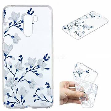 Magnolia Flower Clear Varnish Soft Phone Back Cover for Mi Xiaomi Pocophone F1