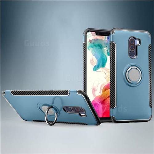 Armor Anti Drop Carbon PC + Silicon Invisible Ring Holder Phone Case for Mi Xiaomi Pocophone F1 - Navy