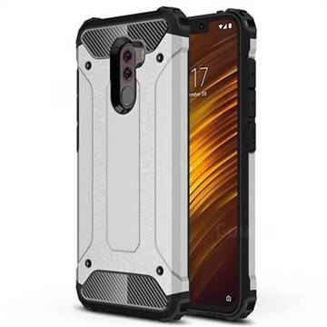 King Kong Armor Premium Shockproof Dual Layer Rugged Hard Cover for Mi Xiaomi Pocophone F1 - Technology Silver