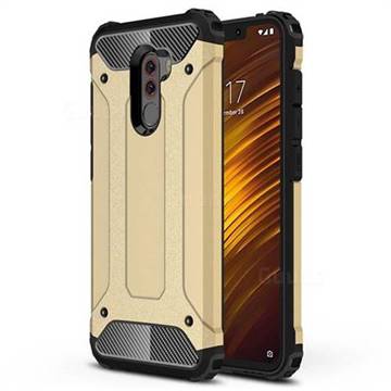King Kong Armor Premium Shockproof Dual Layer Rugged Hard Cover for Mi Xiaomi Pocophone F1 - Champagne Gold
