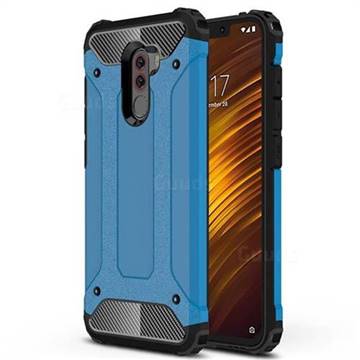 King Kong Armor Premium Shockproof Dual Layer Rugged Hard Cover for Mi Xiaomi Pocophone F1 - Sky Blue