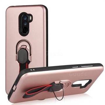 Raytheon Multi-function Ribbon Stand Back Cover for Mi Xiaomi Pocophone F1 - Rose Gold