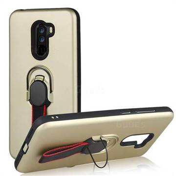 Raytheon Multi-function Ribbon Stand Back Cover for Mi Xiaomi Pocophone F1 - Golden