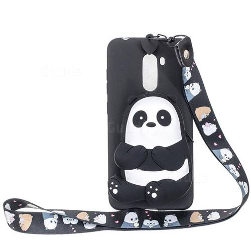 Cute Panda Neck Lanyard Zipper Wallet Silicone Case for Mi Xiaomi Pocophone F1