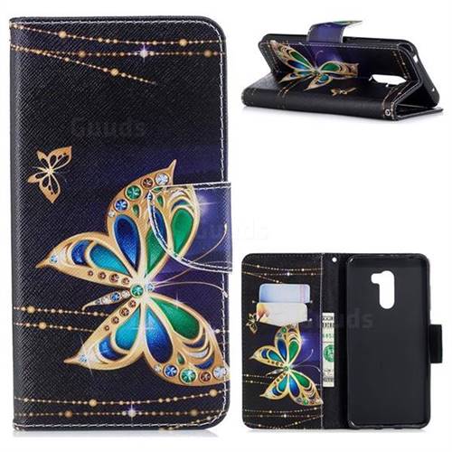 Golden Shining Butterfly Leather Wallet Case for Mi Xiaomi Pocophone F1