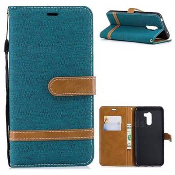 Jeans Cowboy Denim Leather Wallet Case for Mi Xiaomi Pocophone F1 - Green