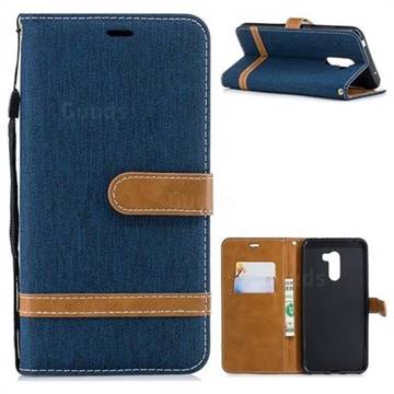 Jeans Cowboy Denim Leather Wallet Case for Mi Xiaomi Pocophone F1 - Dark Blue