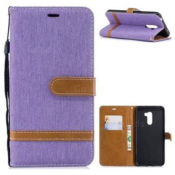 Jeans Cowboy Denim Leather Wallet Case for Mi Xiaomi Pocophone F1 - Purple