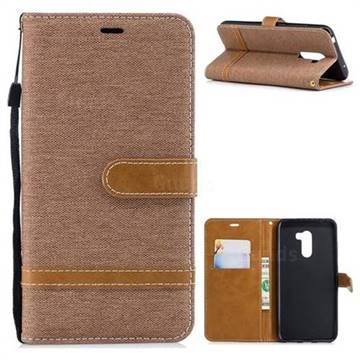 Jeans Cowboy Denim Leather Wallet Case for Mi Xiaomi Pocophone F1 - Brown
