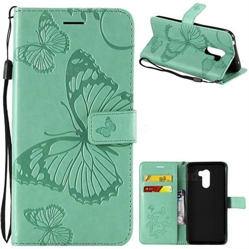 Embossing 3D Butterfly Leather Wallet Case for Mi Xiaomi Pocophone F1 - Green